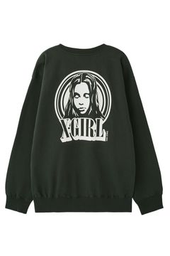 CIRCLE BACKGROUND FACE LOGO BIG SWEAT TOP / チャコール