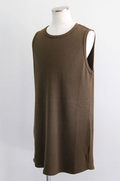 [ラスト1点 サイズ1] ロング丈ワッフルタンクトップ / Long Length Tank Top / オリーブ / ag-10096-2