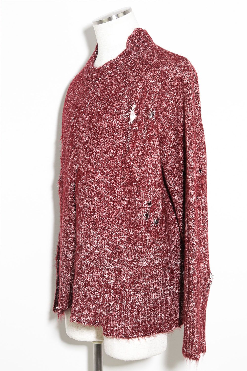 [ラスト1点 サイズ3] リラックスフィットダメージニット / Damage Knit Top / レッドミックス / ag-8013