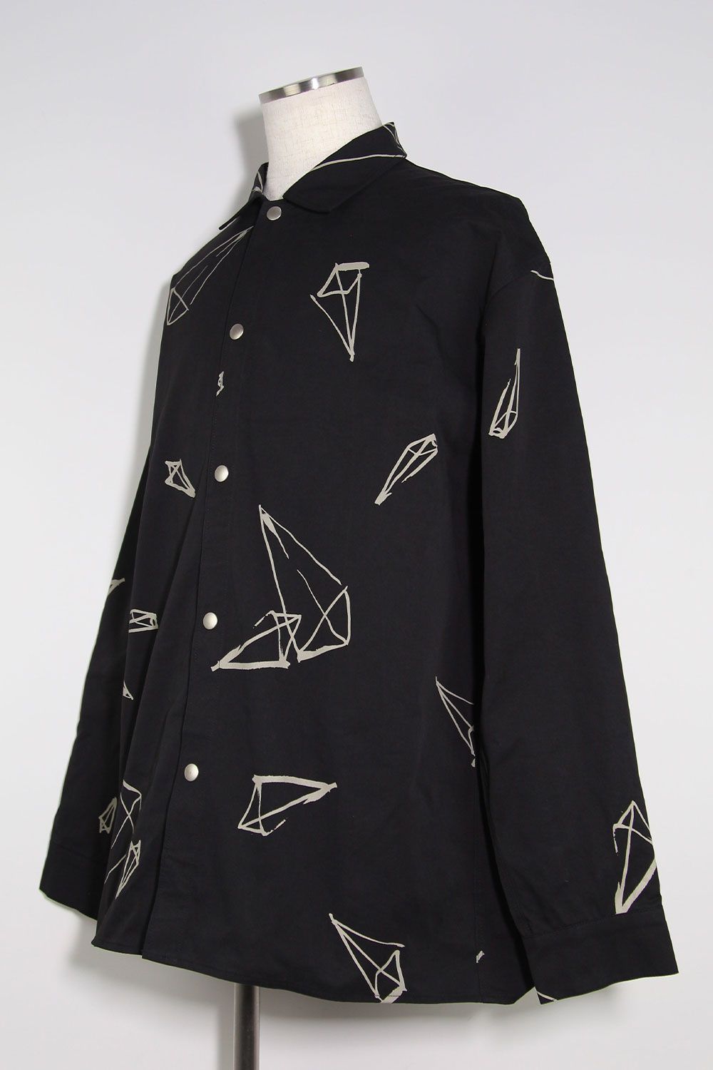 総柄プリントシャツ / Print Long Sleeve Shirts / ブラック / ag-6999