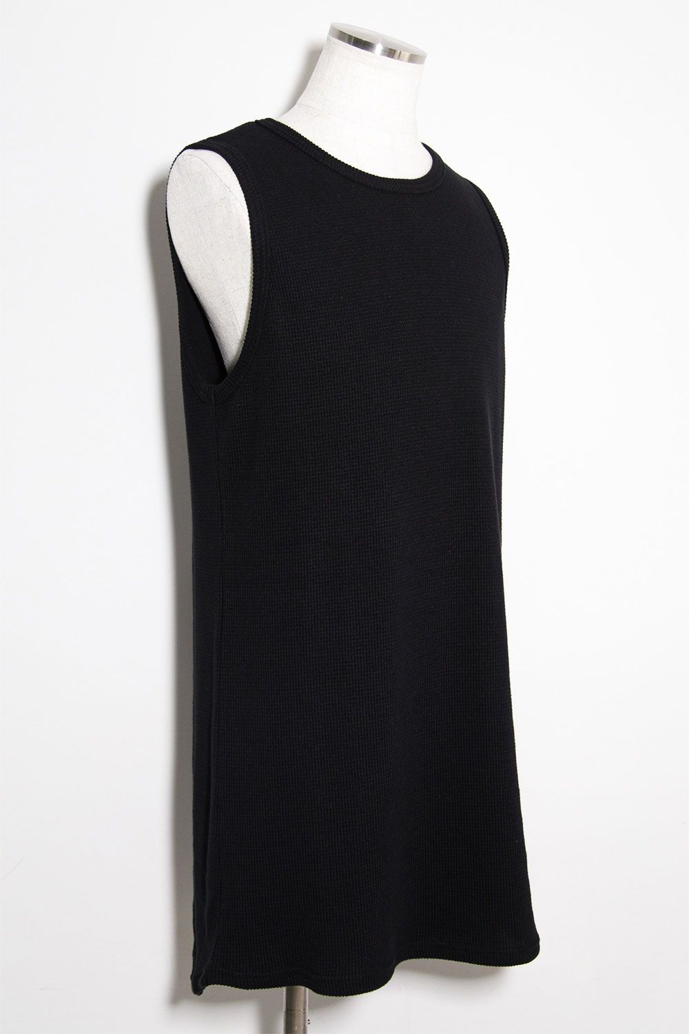 [ラスト1点 サイズ3] ロング丈ワッフルタンクトップ / Long Length Tank Top / ブラック / ag-10096-2