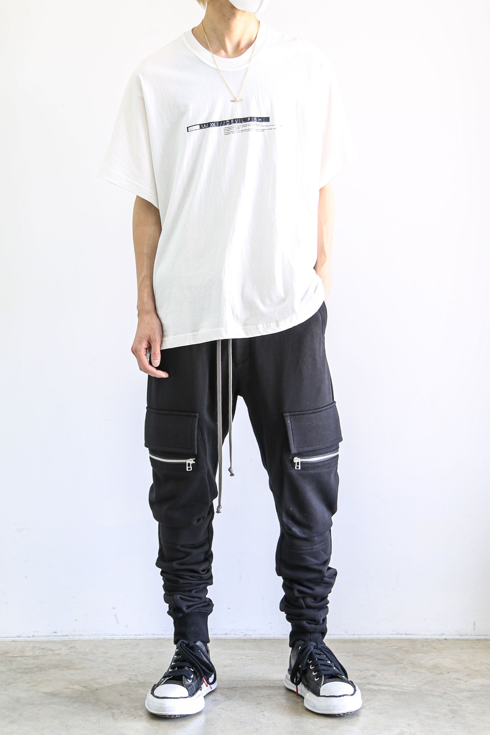 スウェッターカーゴスリムロングパンツ / SWEATER CARGO SLIM LONG PANTS / ブラック