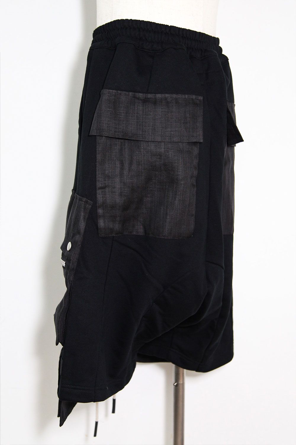 リネンコンビスウェットショーツ / Linen Combi Sweat Shorts / ブラック / ag-11035