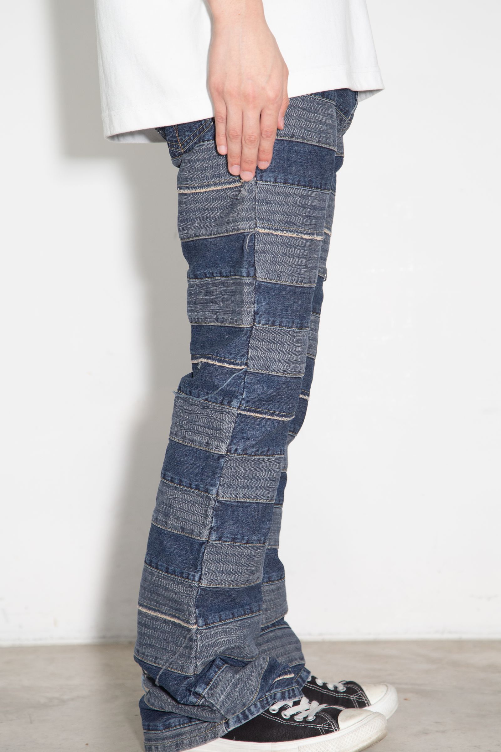 スクラッチフレアデニムパンツ / ライトインディゴ