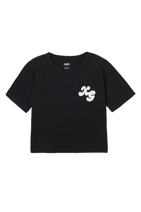 CHENILLE EMBROIDERED LOGO S/S TOP / ブラック
