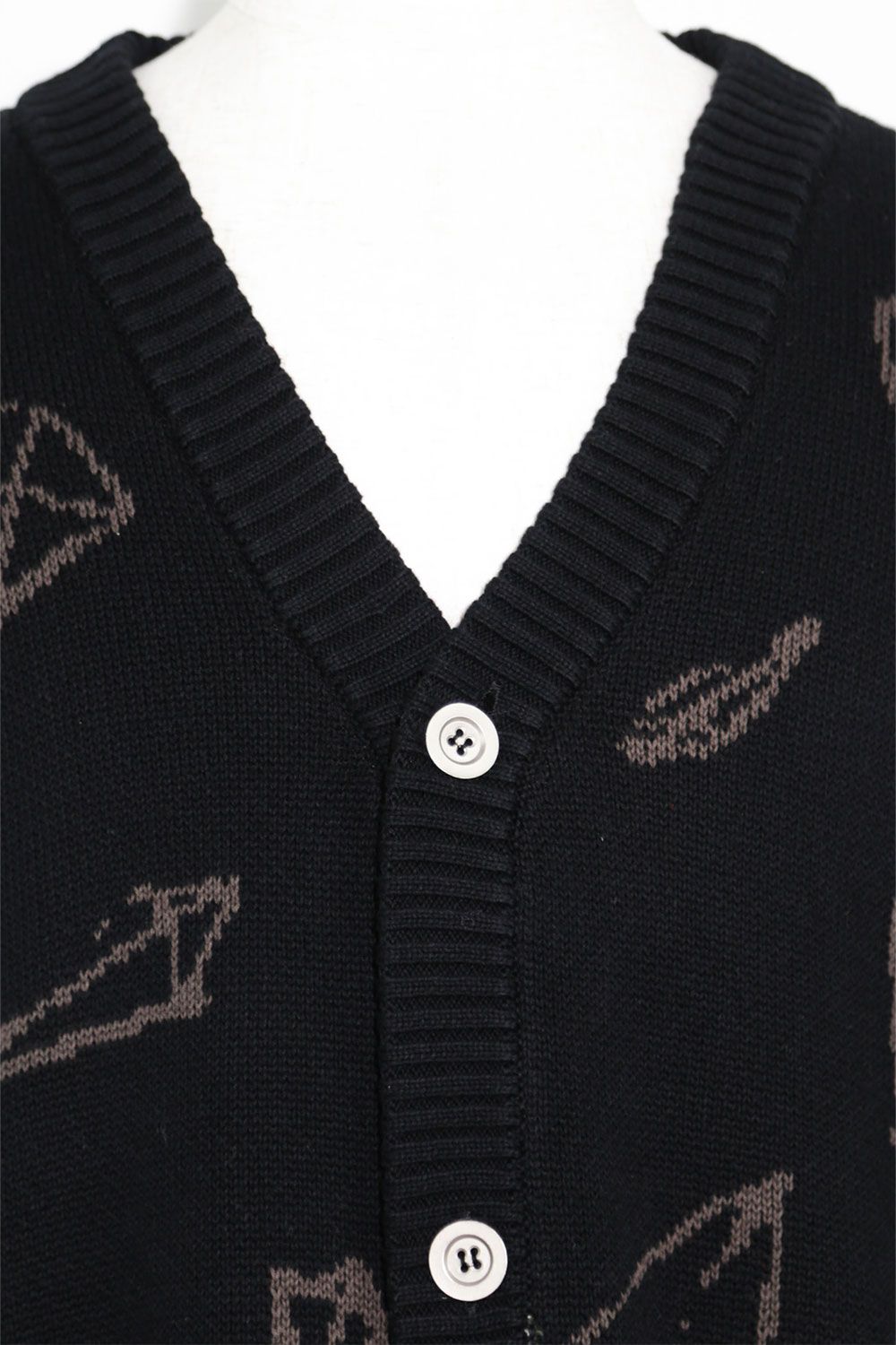 ピラミッド模様オーバーサイズカーディガン / Pyra Pattern Knit Cardigan / ブラック×ブラウン / ag-8010-2