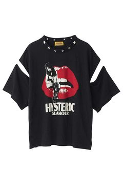 HYSTERIC LIPS GIRL SITTING オーバーサイズTシャツ / ブラック