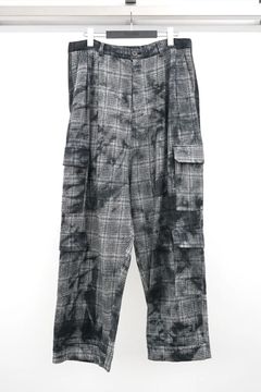 Unevenly Dyed Houndstooth Drop Crotch Pants