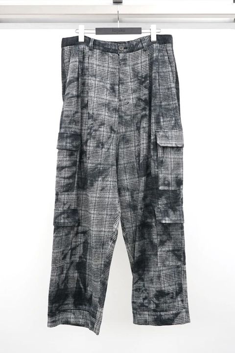 Unevenly Dyed Houndstooth Drop Crotch Pants