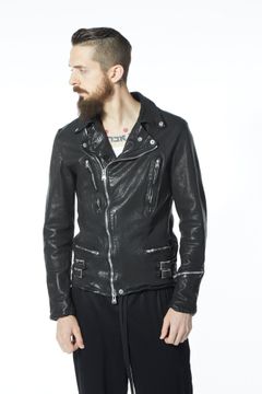 [10月〜11月入荷予定] JAPAN CALF NATURAL DYED “GARMENT-WASH” DOUBLE RIDERS / ブラック