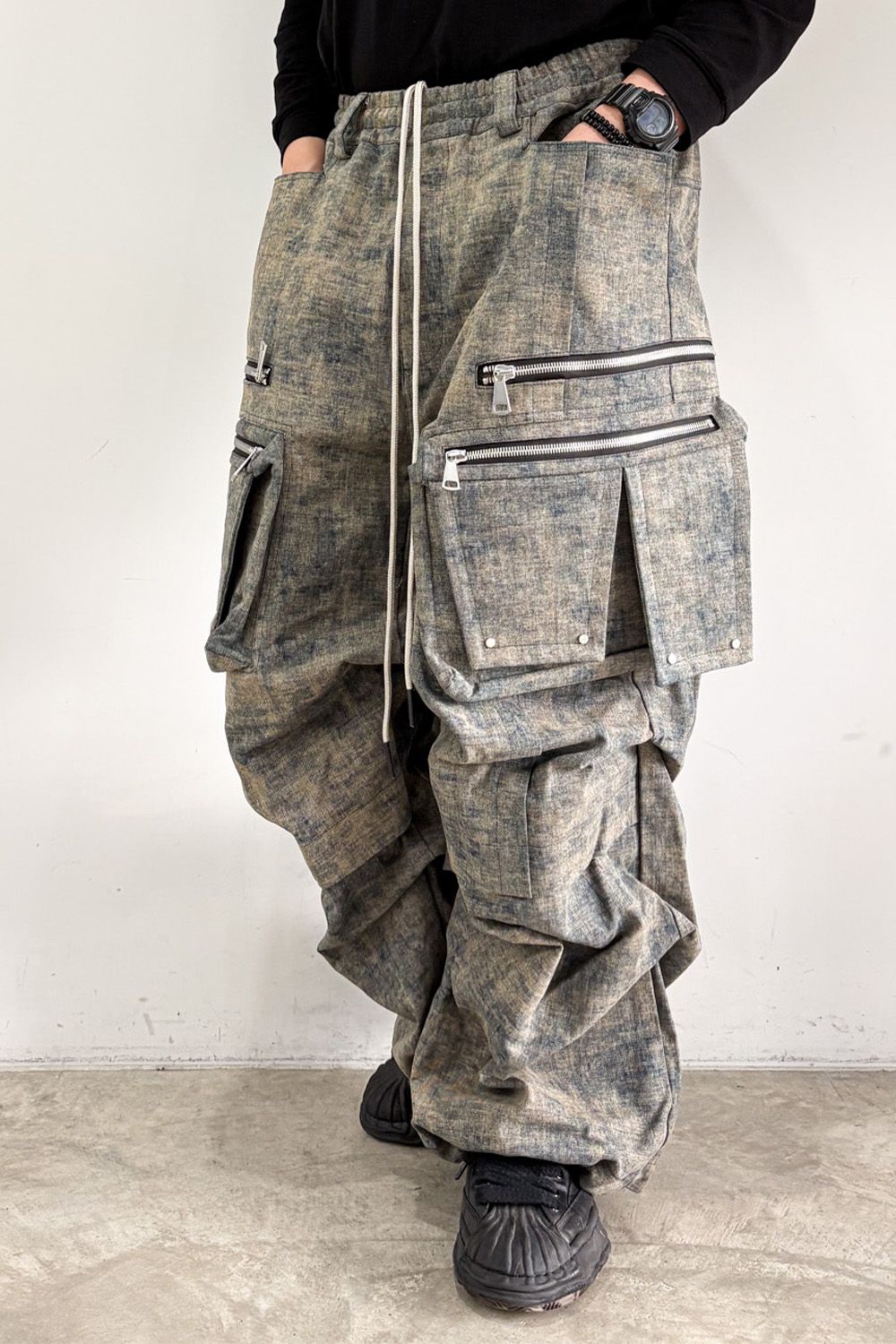 BLENDED SHADES DENIM CARGO TUCK WIDE PT / スチールブルー