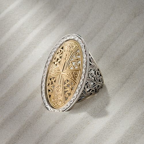 Garden Shadows Cross Pattern Ring / GR107