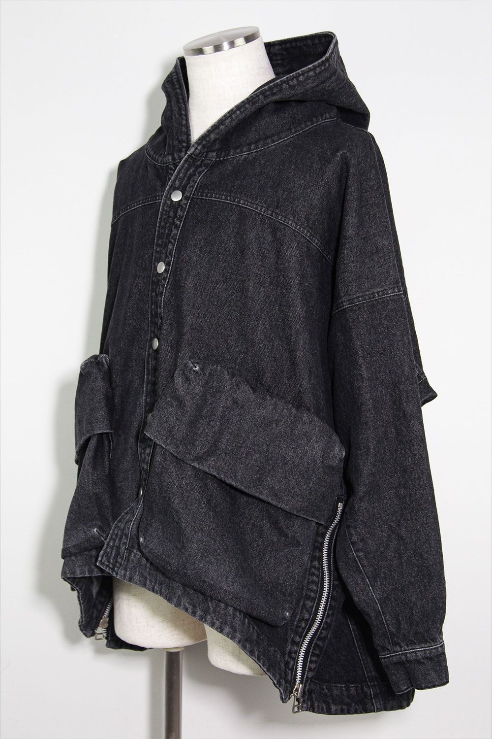 ヴィンテージデニムブルゾン / VintageDenim Hoodie Blouson / ブラック / ag-8030
