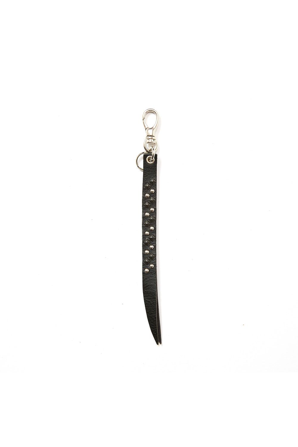 ROUND & PYRAMID STUDS LEATHER SHORT KEY RING / ブラック