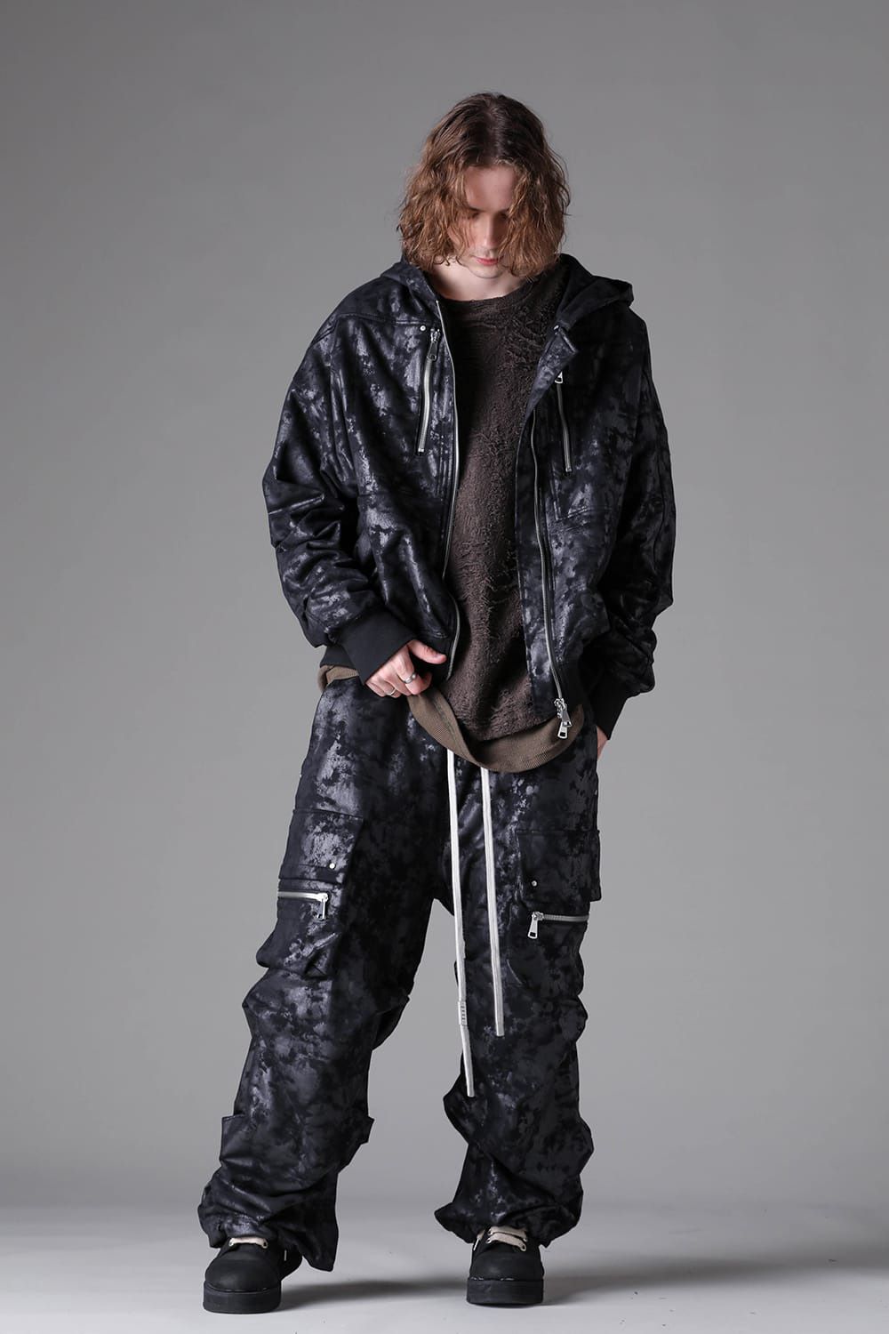 Sweat Cargo Tuck Wide Pants