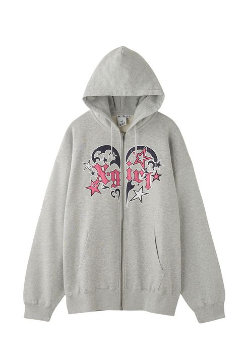 [ラスト1点 サイズM] TRIBAL HEART ZIP UP SWEAT HOODIE / アッシュ