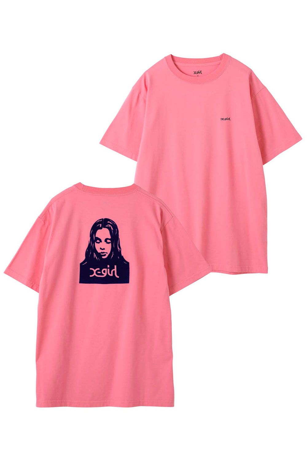 X-girl - FACE S/S TEE / ピンク | Tempt