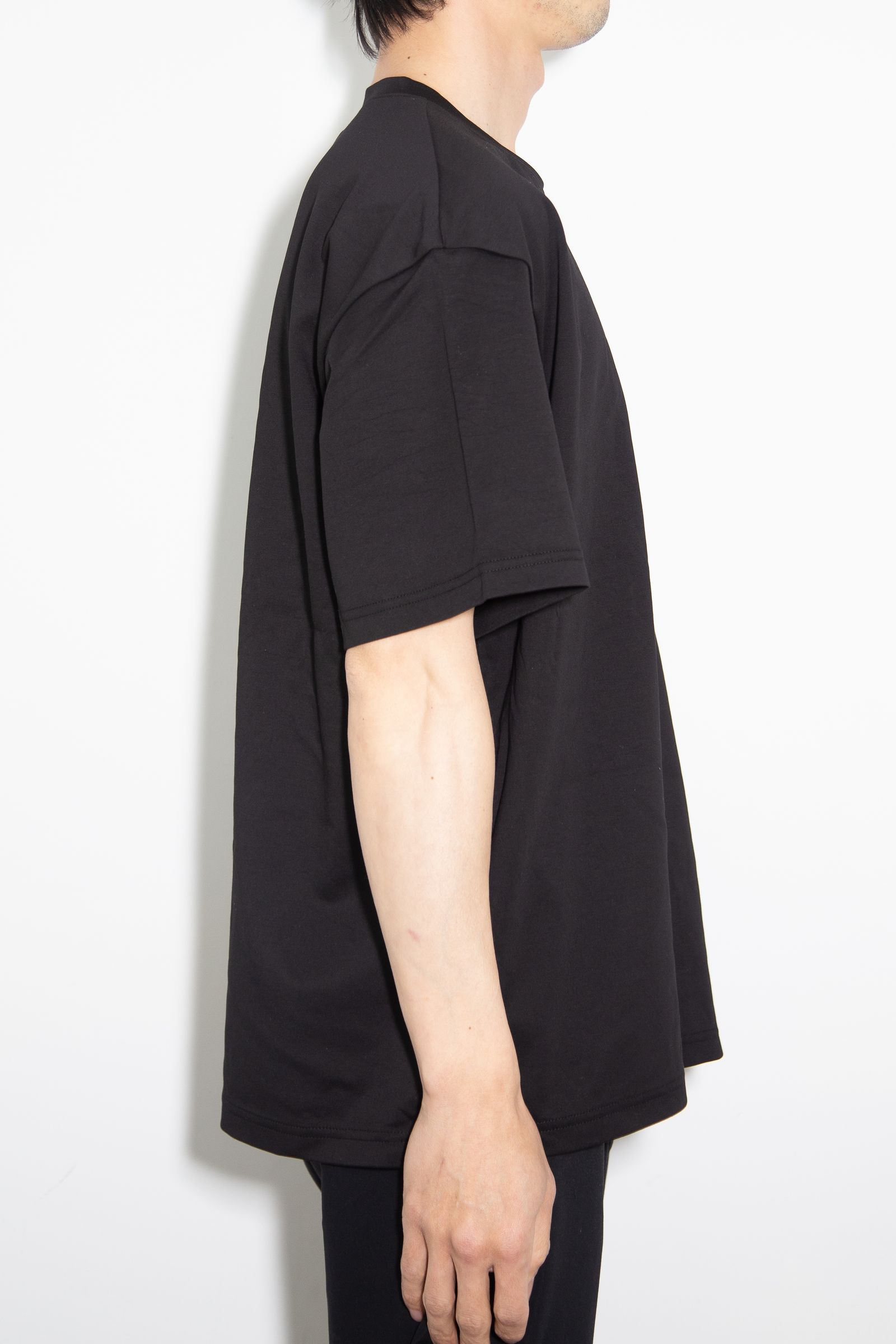 COTTON DOUBLE FACE OVERSIZED S/S TEE / ブラック