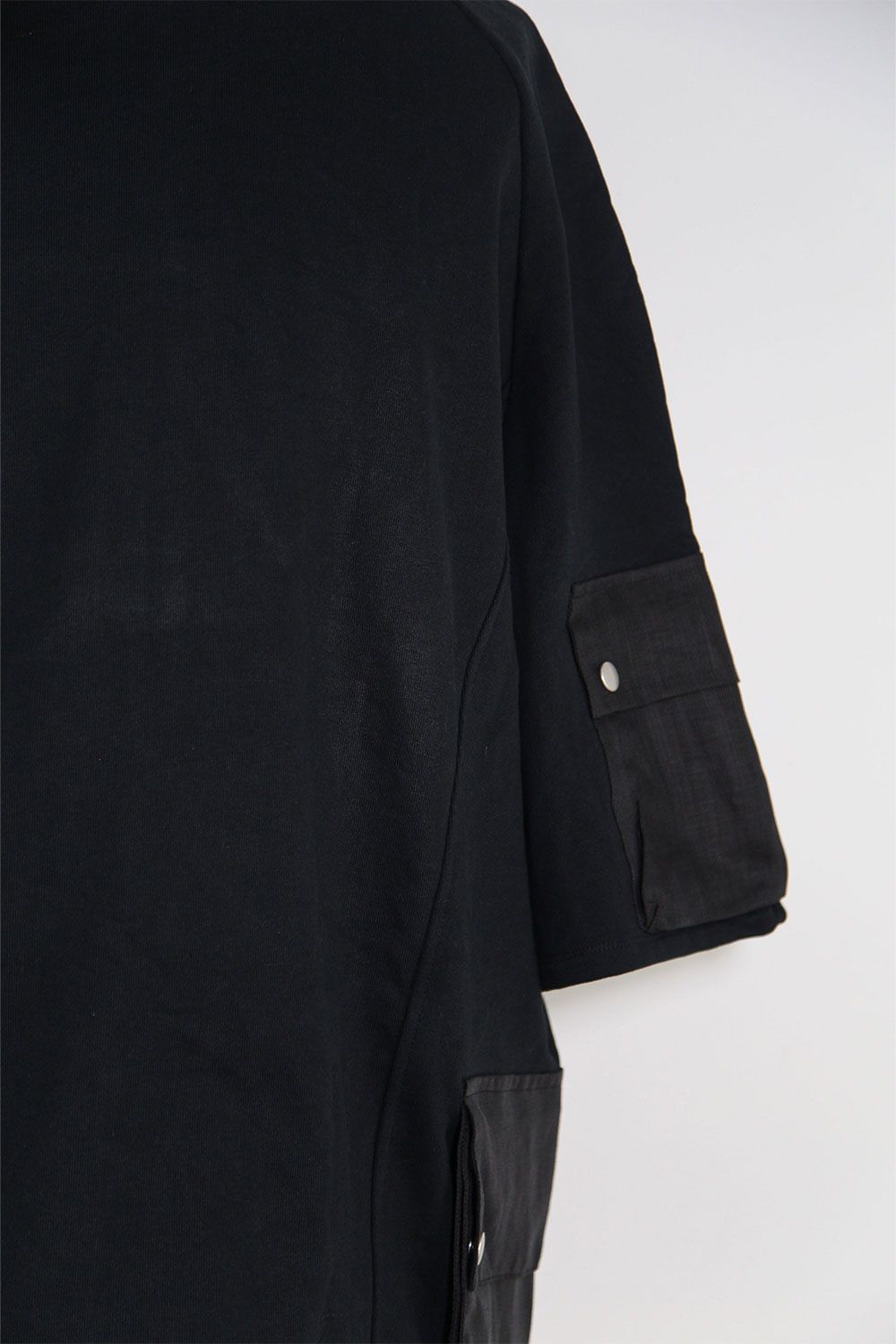 リネンコンビスウェットフーディー / Linen Combi Sweat Top / ブラック / ag-11034