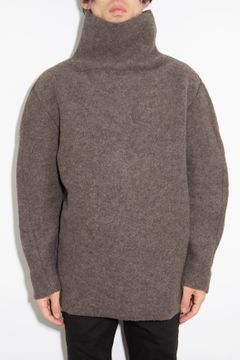 WO FLEECE BOTTLE NECK PULLOVER / ブラウン