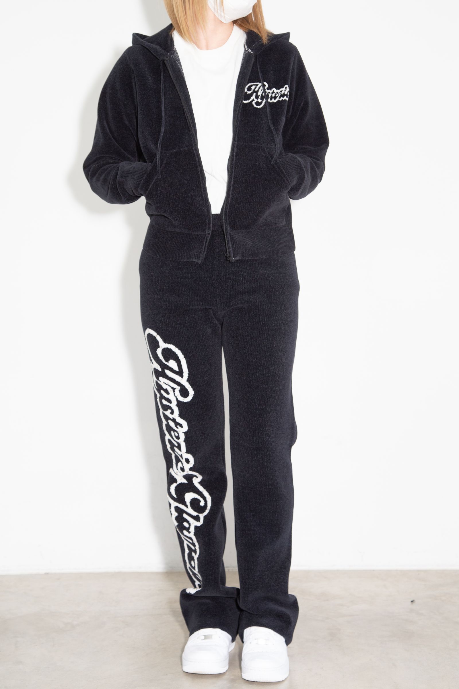 【セットアップ】HYSTERIC GIRL編込 パーカー・HYSTERIC GLAMOUR編込 フレアパンツ / ブラック