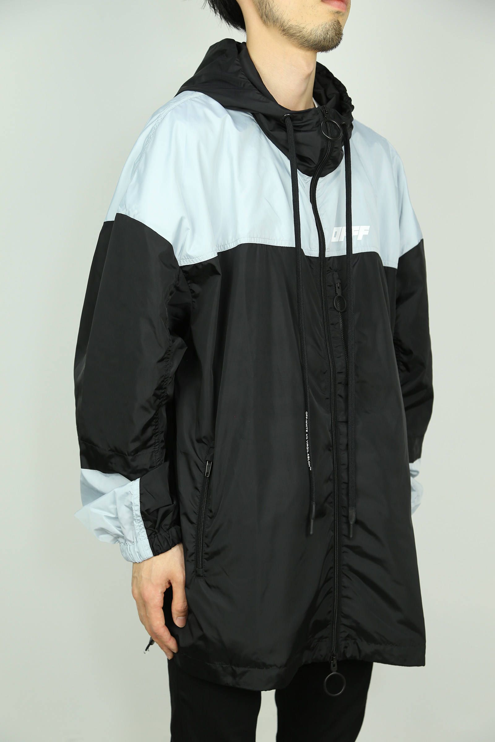 OFF-WHITE - UNFINISHED WINDBREAKER / ブラック×シルバー | Tempt