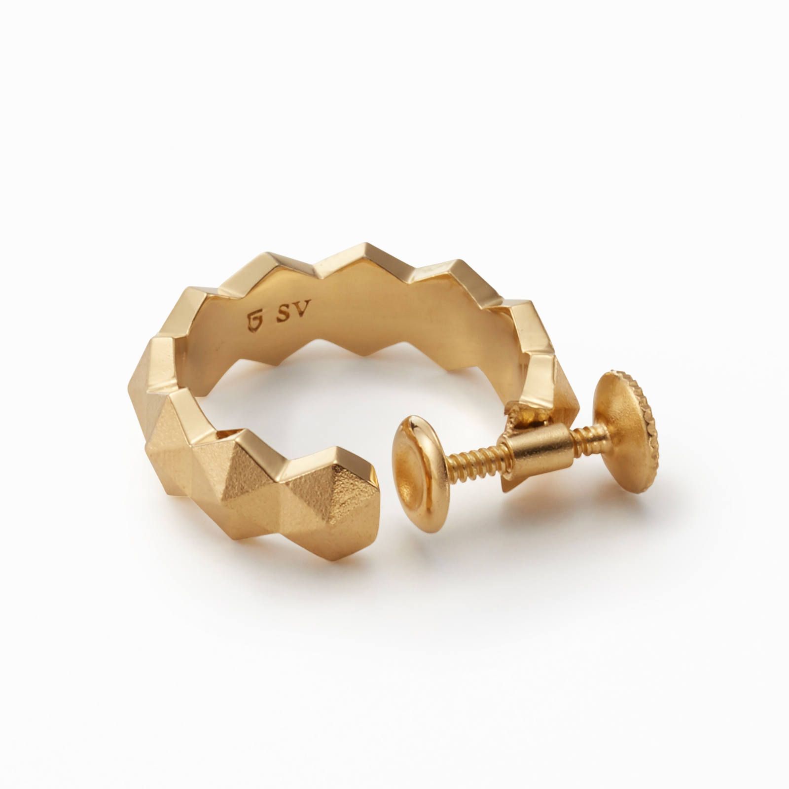 Honeycomb Studs Ring Earring - L / ゴールド
