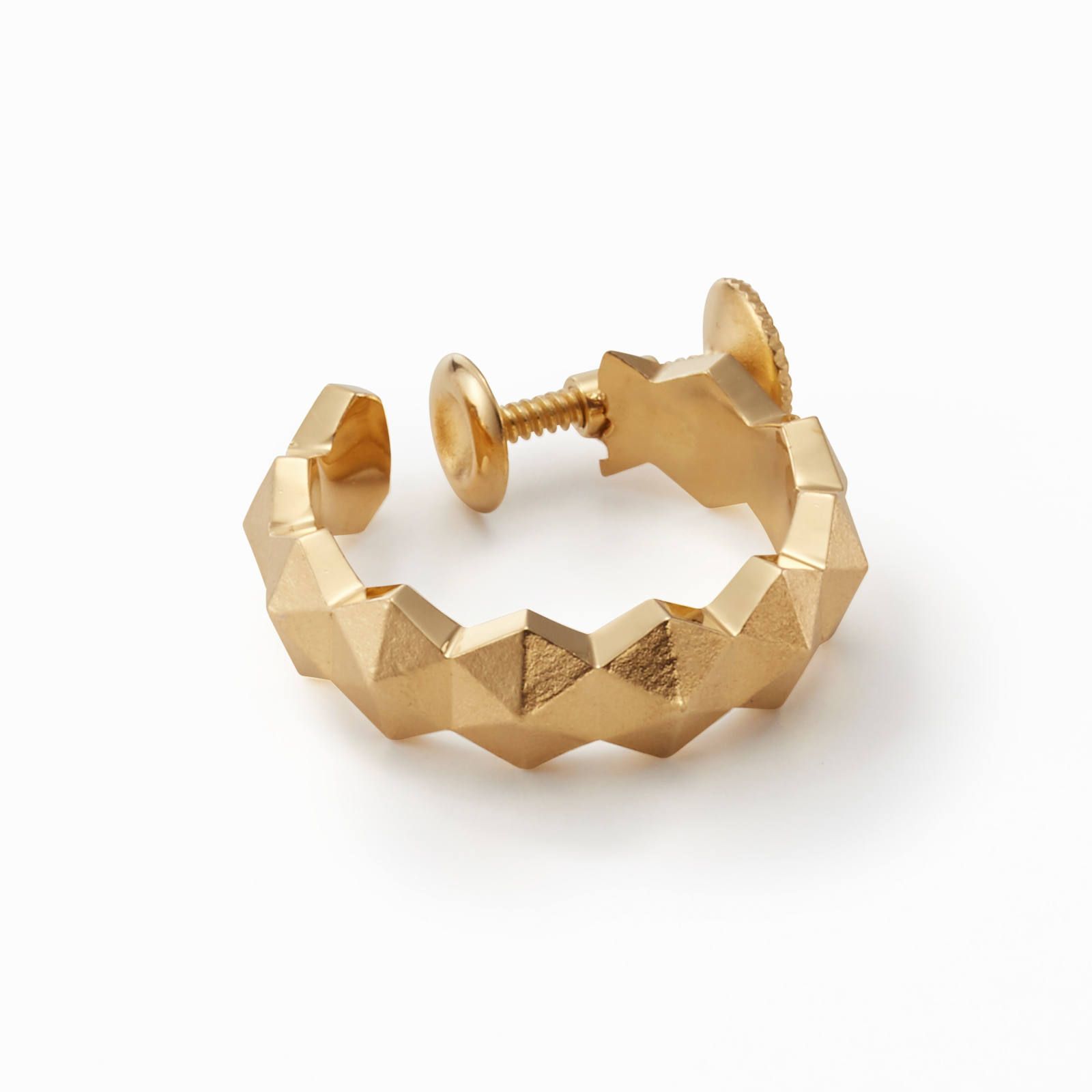 Honeycomb Studs Ring Earring - L / ゴールド