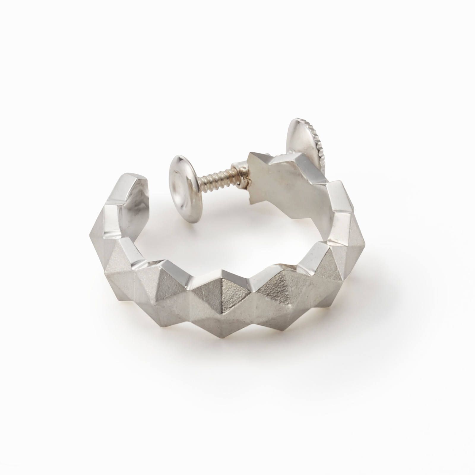Honeycomb Studs Ring Earring - L / シルバー