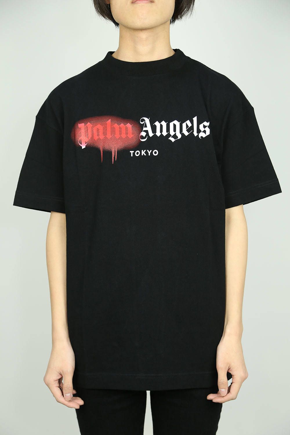 PALM ANGELS - PARIS SPRAYED LOGO TEE / ブラック×ホワイト | Tempt