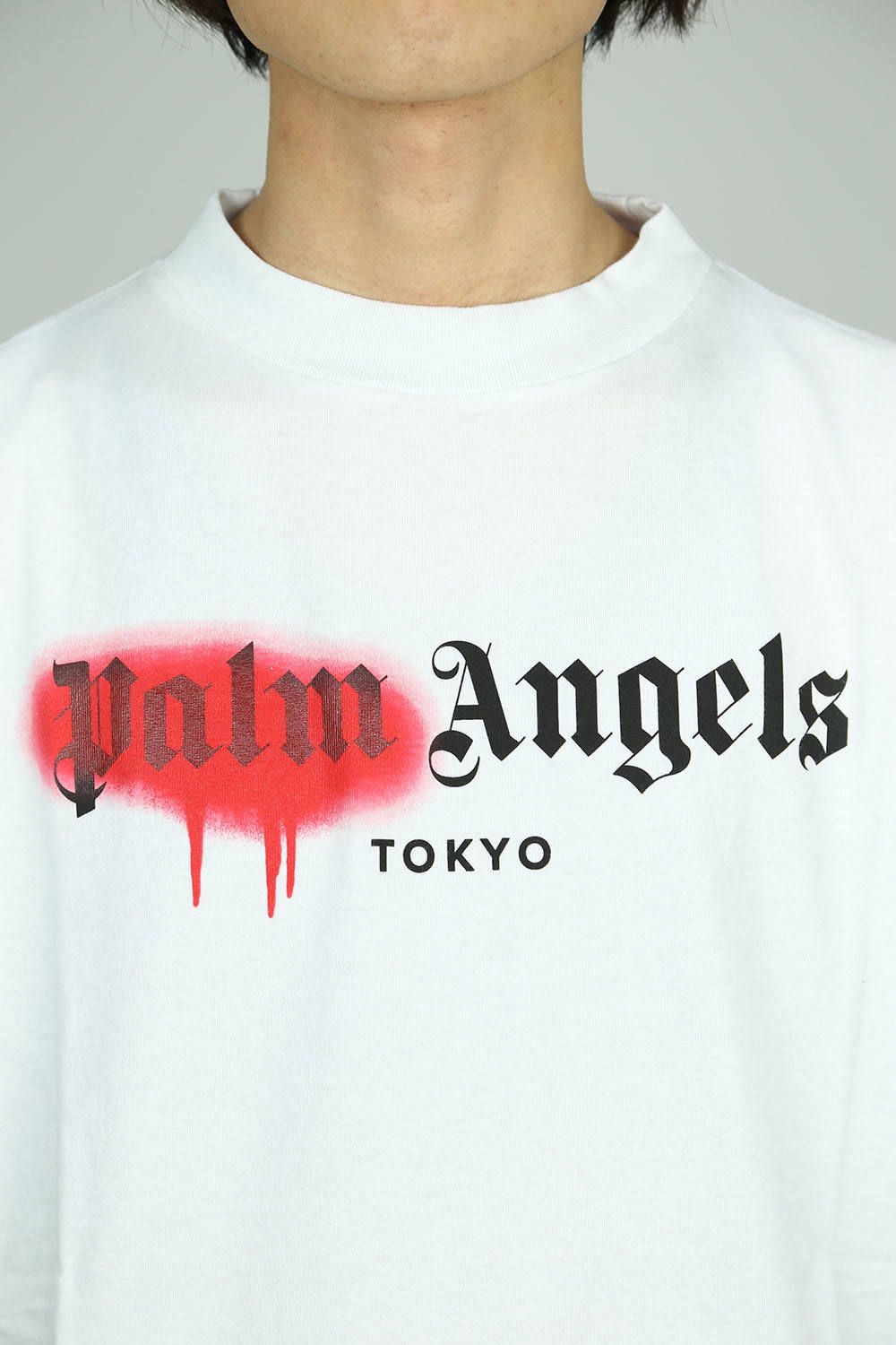 PALM ANGELS - TOKYO SPRAYED LOGO TEE / ホワイト×レッド | Tempt