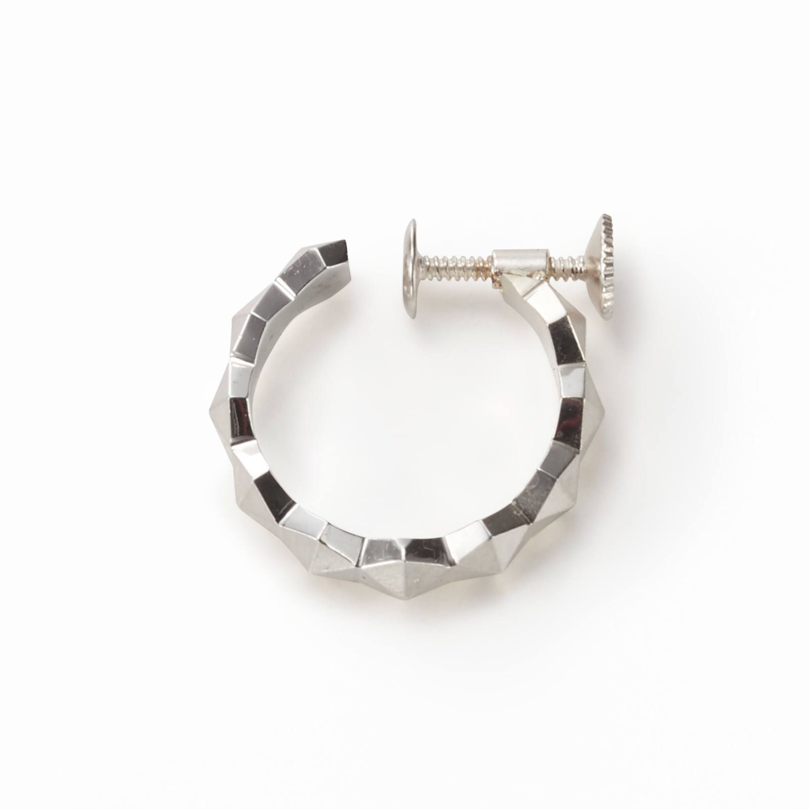 Honeycomb Studs Ring Earring - L / シルバー