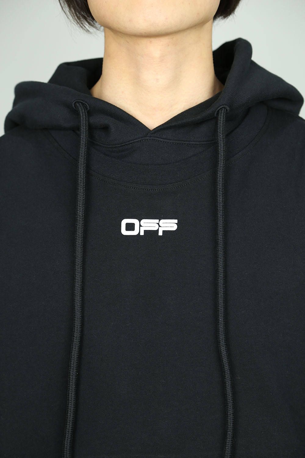 OFF-WHITE - AIRPORT TAPE DOUBLE TEE HOODIE / ブラック | Tempt