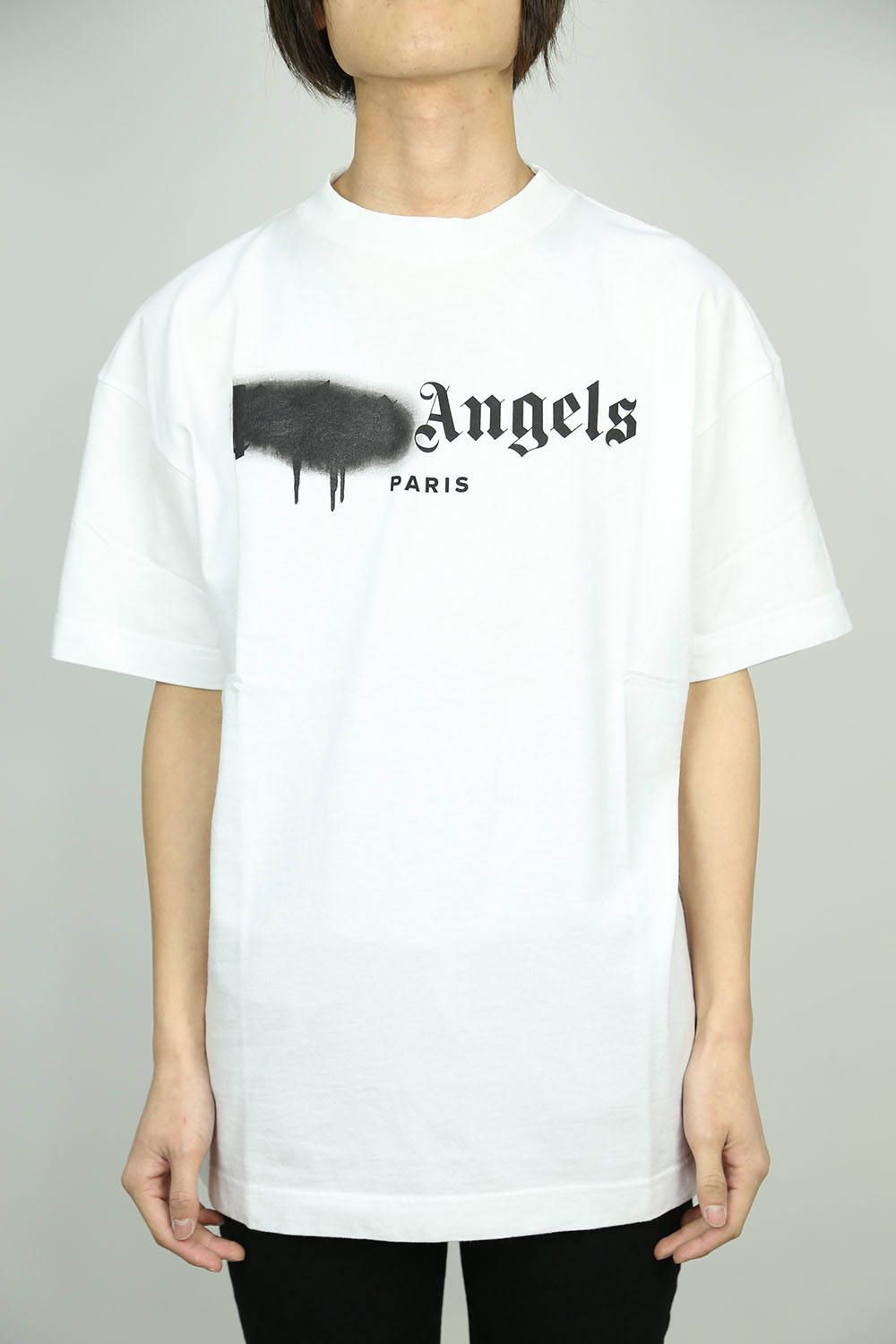 PALM ANGELS - PARIS SPRAYED LOGO TEE / ブラック×ホワイト | Tempt