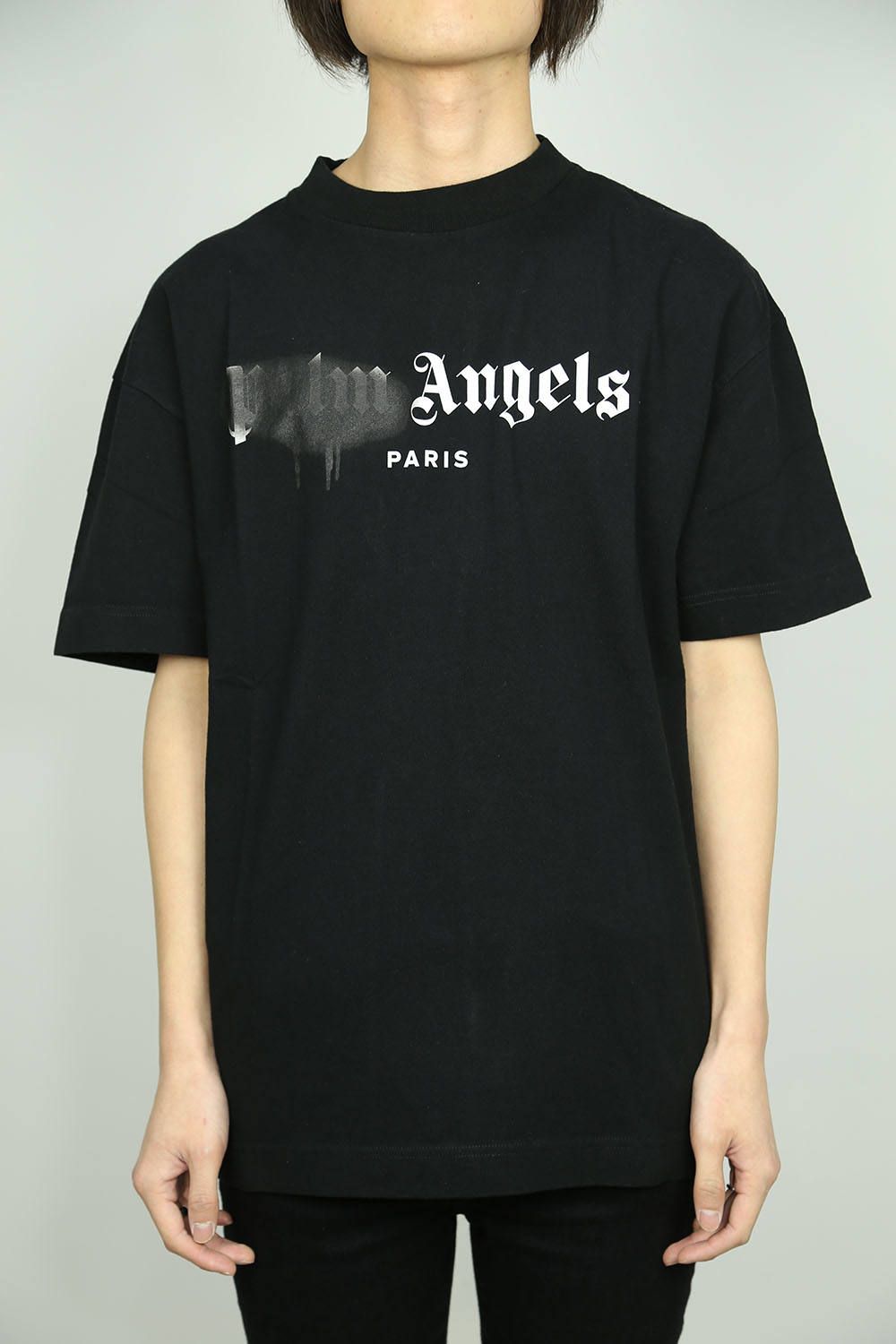 Palm Angels パームエンジェルス PARIS SPRAYED LOGO TEE ロゴプリントTシャツ ホワイト L
