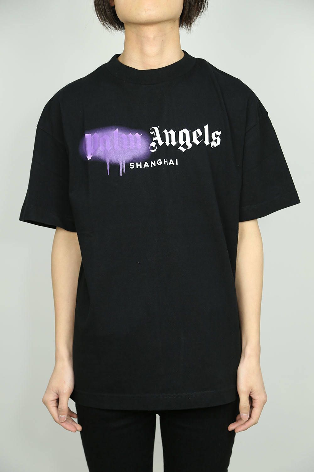 PALM ANGELS - SHANGHAI SPRAYED LOGO TEE / ブラック×パープル | Tempt