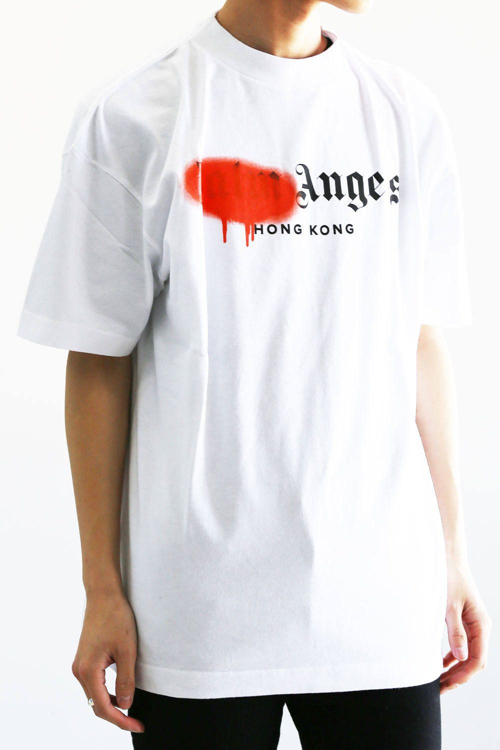 PALM ANGELS - HONG KONG SPRAYED LOGO TEE / ホワイト