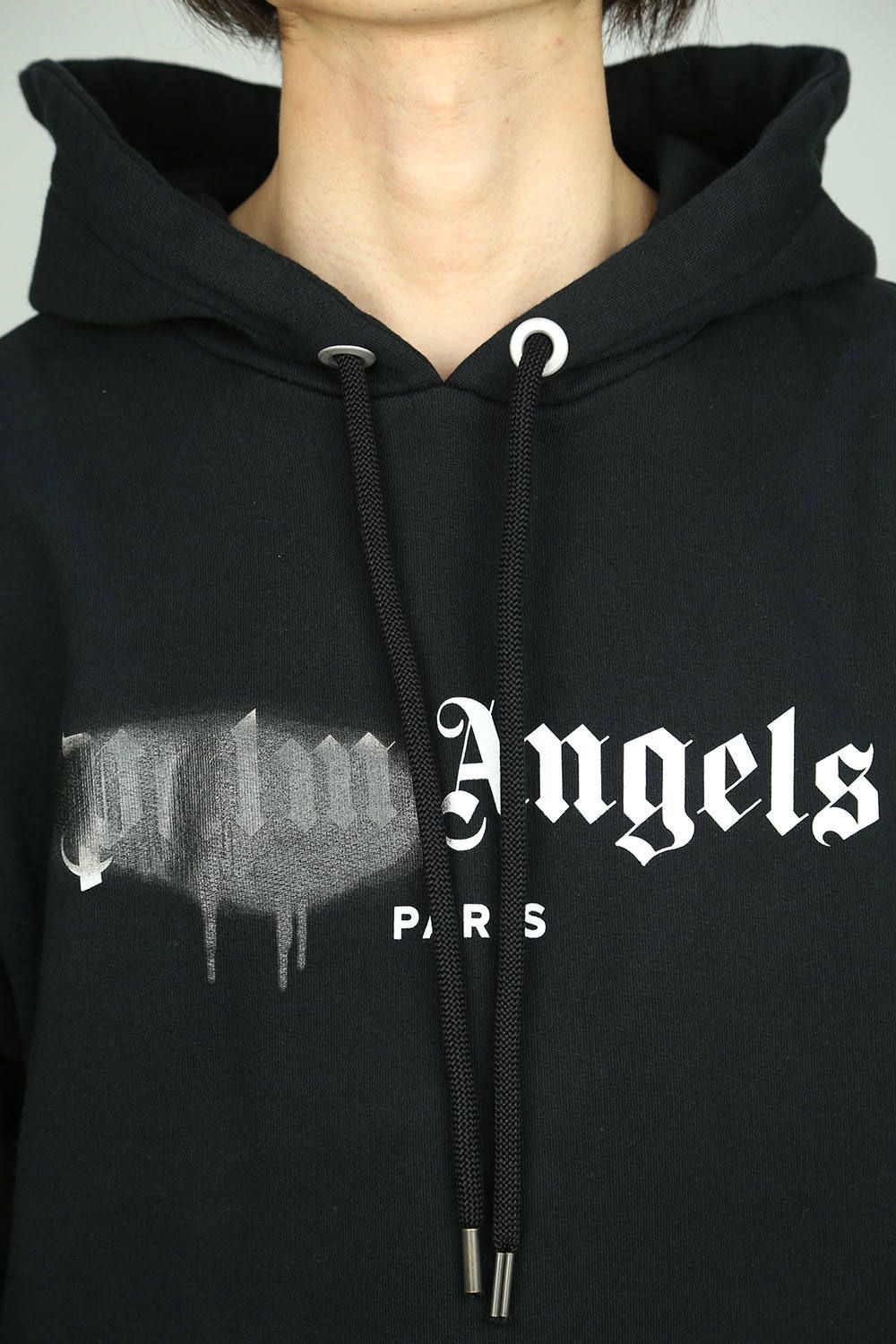 PALM ANGELS - PARIS SPRAYED LOGO HOODIE / ブラック×ホワイト | Tempt