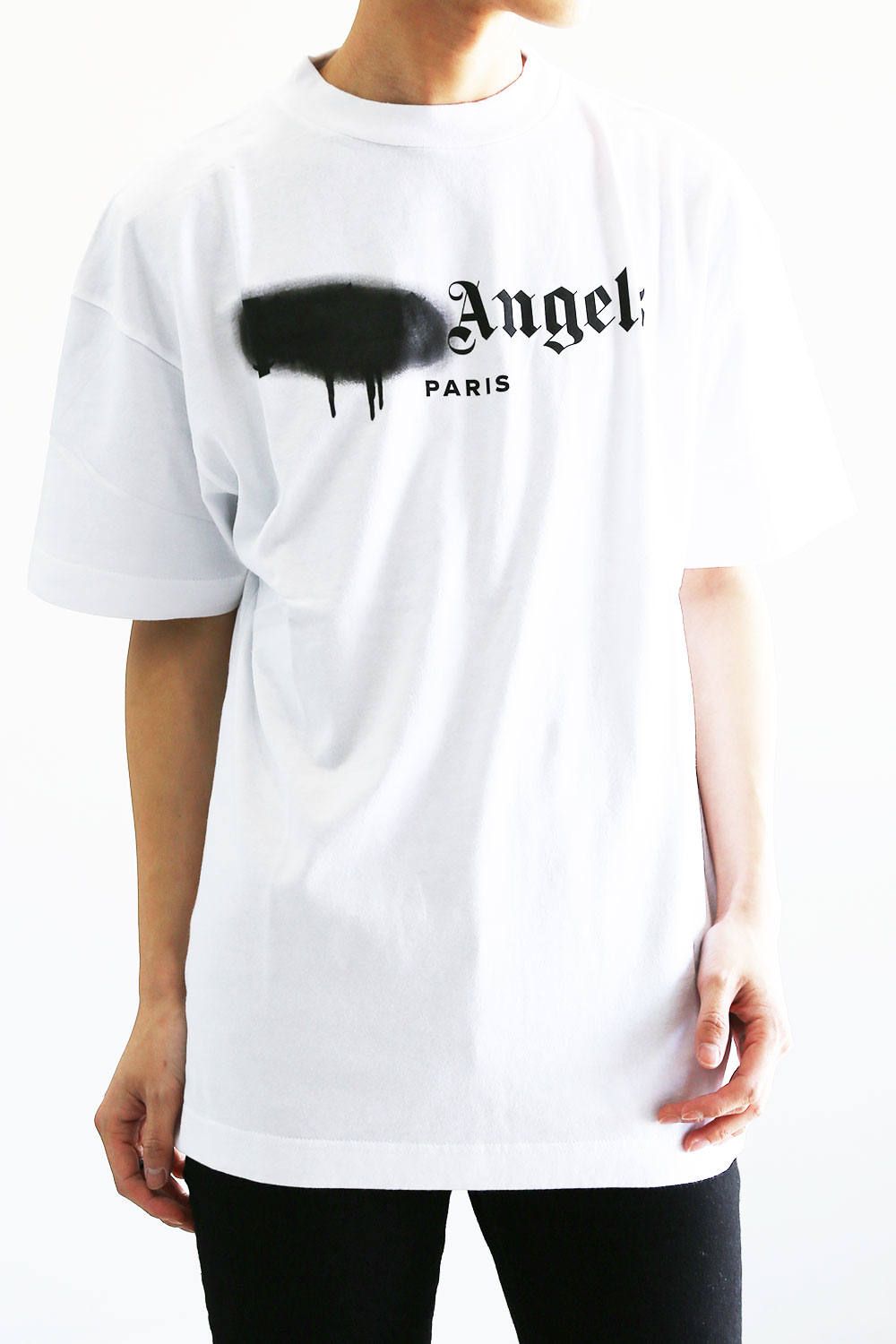 PALM ANGELS - PARIS SPRAYED LOGO TEE / ホワイト×ブラック | Tempt
