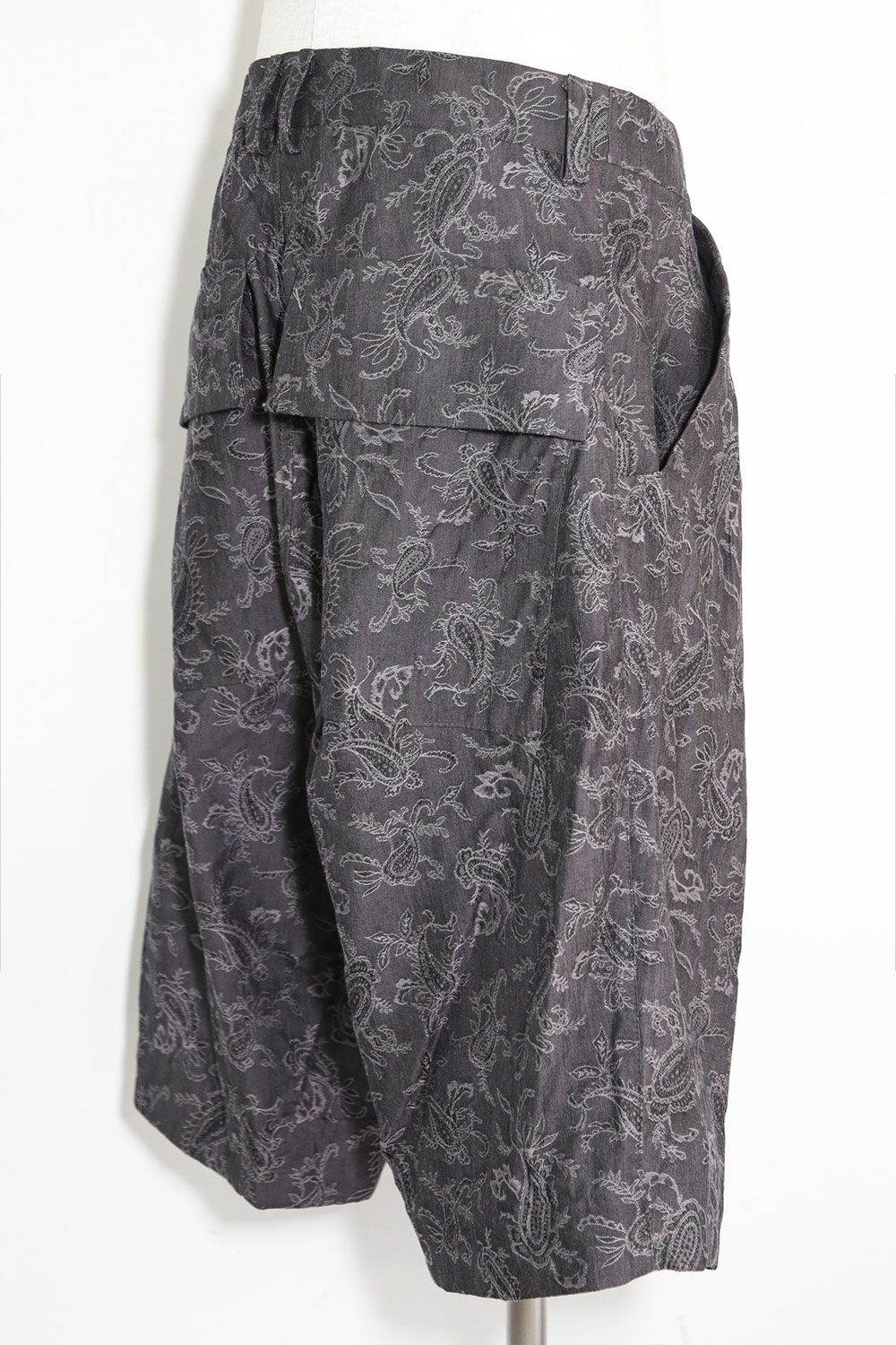 ペイズリー袴タックショーツ / Paisley Front Zip Tuck Shorts / ダークグレー / ag-9061-1