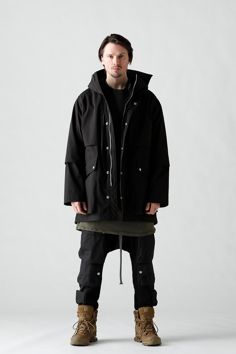 Nylon×Fleece Bonding hoodie Blouson / ブラック