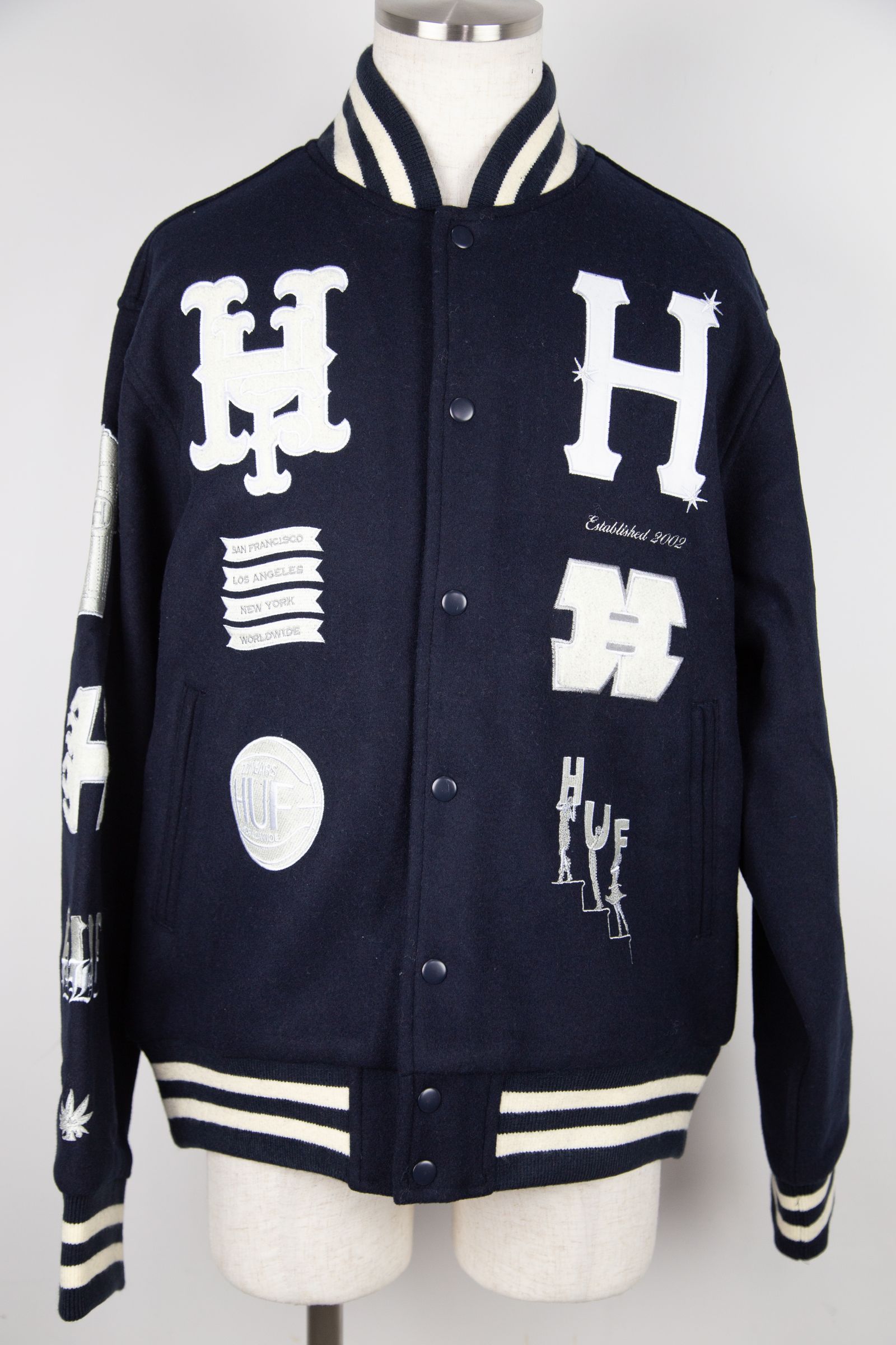 HUF - 20 YEAR CLASSIC H VARSITY JACKET / ネイビー | Tempt