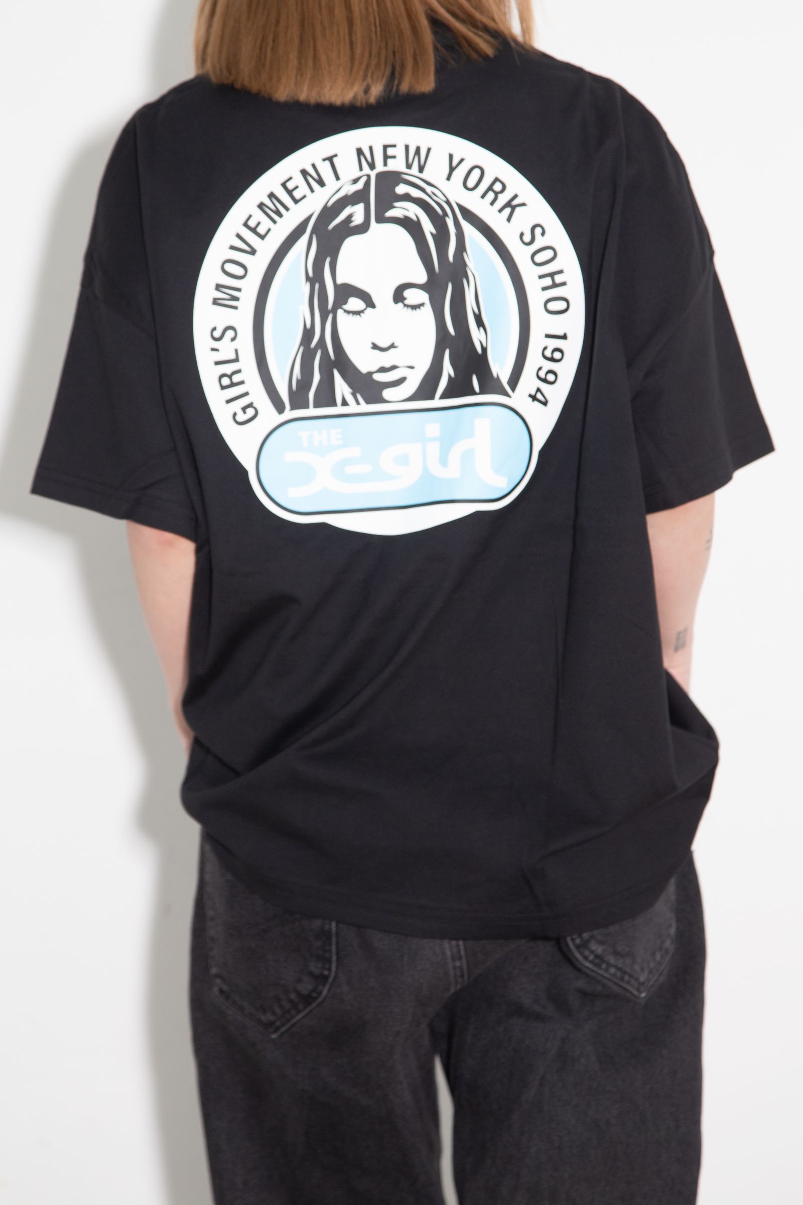 CIRCLE LOGO AND FACE S/S BIG TEE DRESS / ブラック