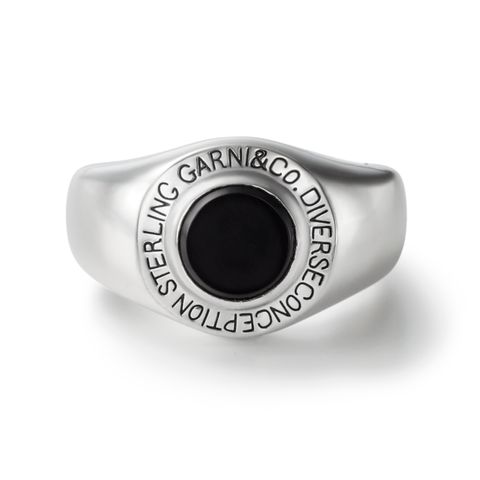 Round Stone Ring - L / ブラック