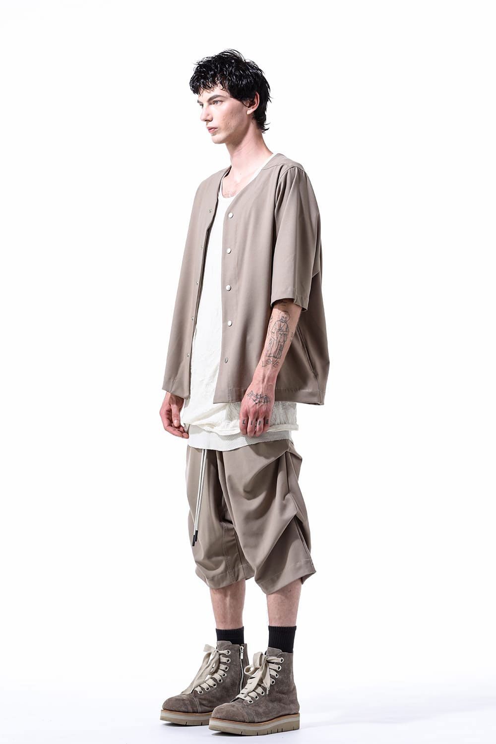 サマーウールベースボールシャツ / Summer Wool Baseball Shirts / ブラック / ag-11017-2