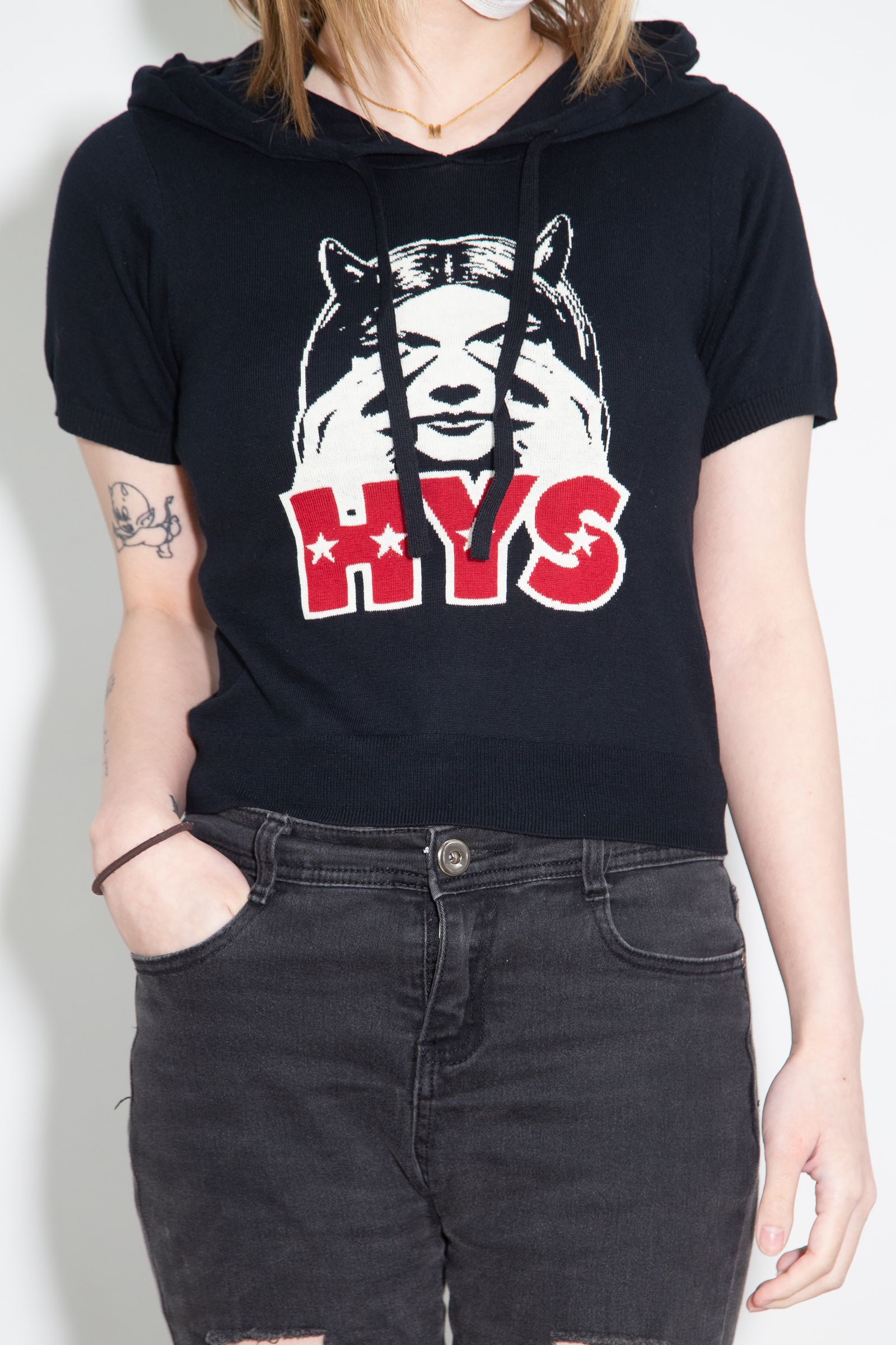 SEE NO EVIL編込 パーカー / ブラック