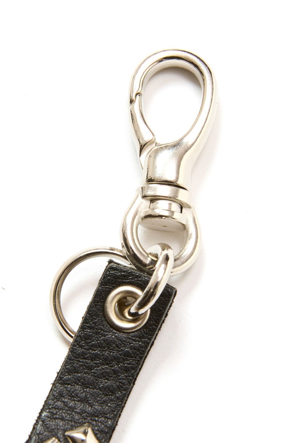 STUDS LEATHER LONG KEY RING / ブラック