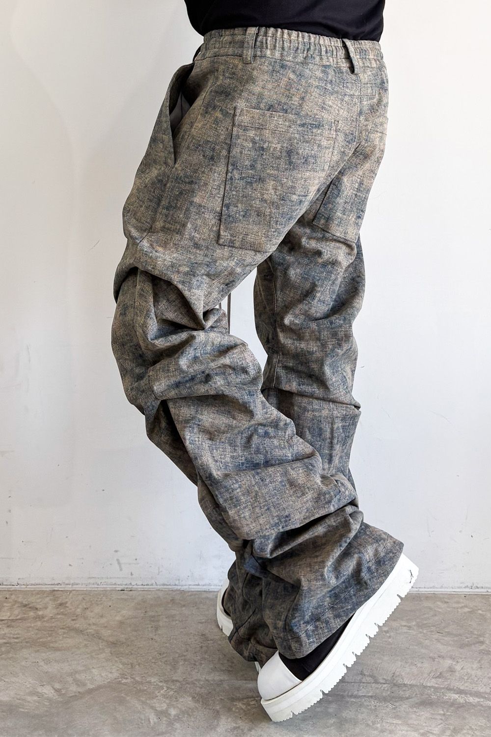 [ラスト1点 サイズ2] BLENDED SHADES DENIM TUCK BOOTS CUT PT / スチールブルー