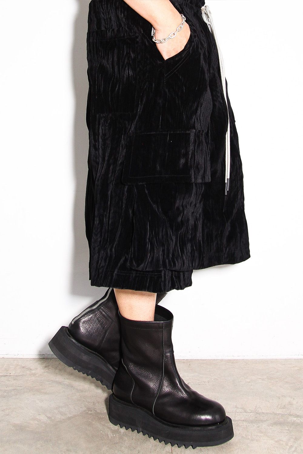 ベロアラップスカートパンツ / WRAP SKIRTS PANTS / ブラック / ag-12042