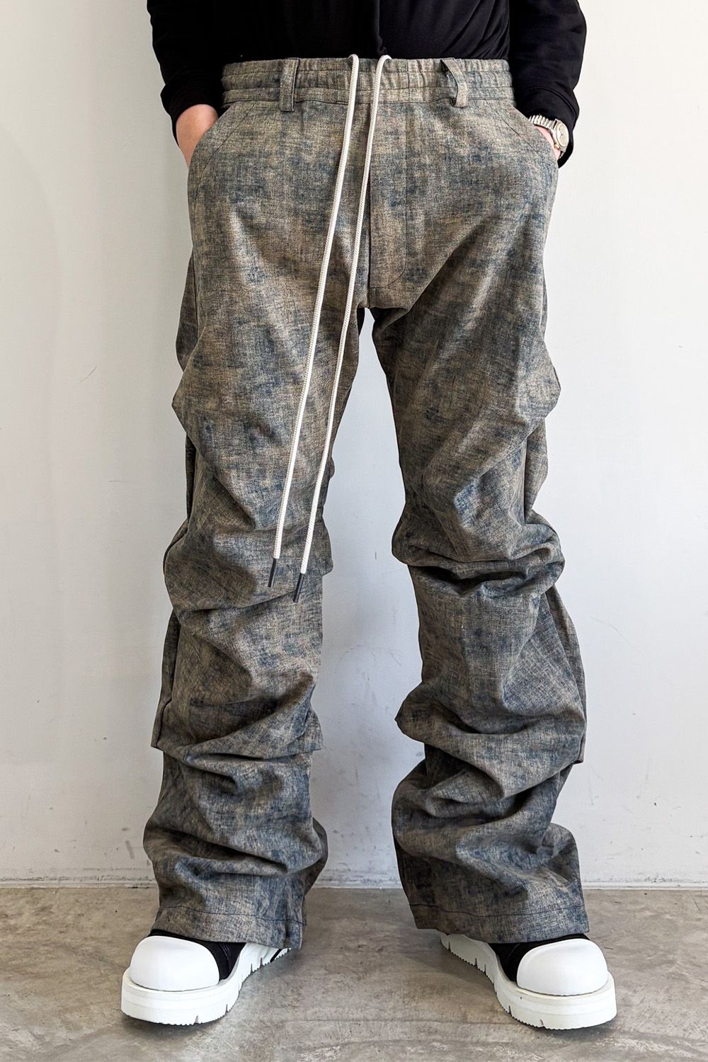 [ラスト1点 サイズ2] BLENDED SHADES DENIM TUCK BOOTS CUT PT / スチールブルー